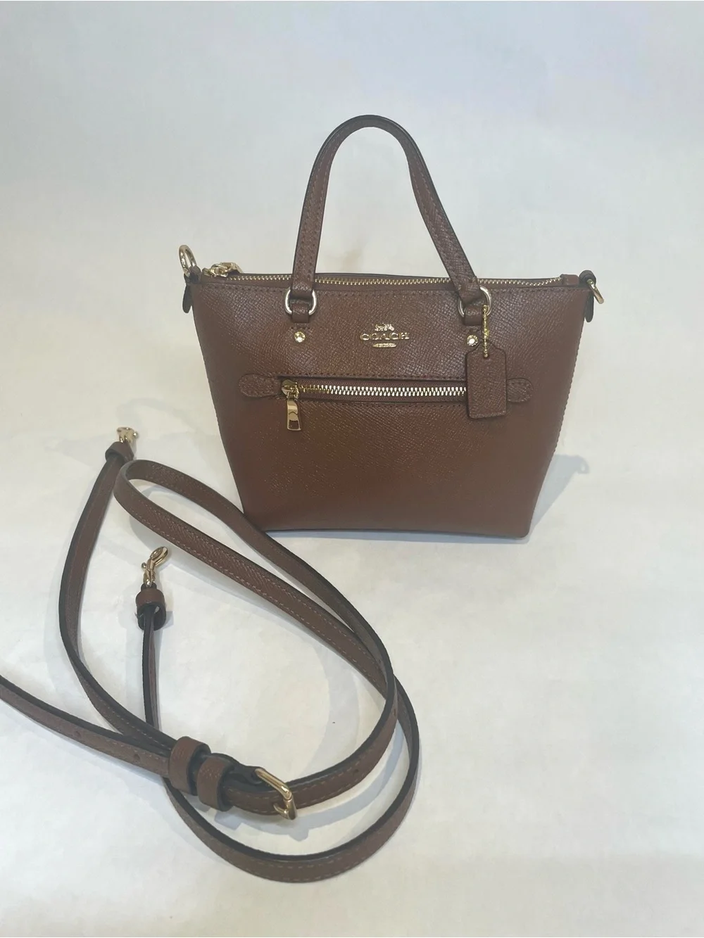 Coach Brown Leather Mini Satchel with Gold Hardware